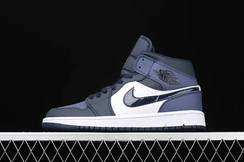 All categories Air Jordan Jordan series basketball shoes Air Jordan 1 Mid Air Jordan 1 Mid AJ1 Joe 1 fashion casual black and blue basketball shoes 554724-445
